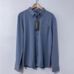 Western Rise X Cotton Button Down Shirt Men Medium Blue Stretch Odor Resistant